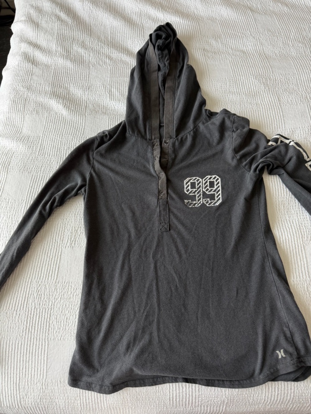 Hurley Black Hooded Snap Henley